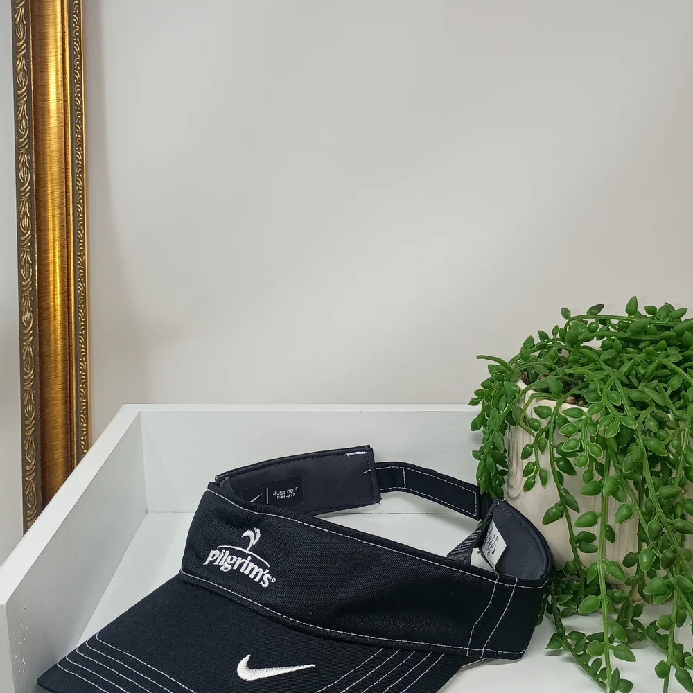 Nike Pilgrim's Black Adjustable Golf Visor Embroidered Swoosh Hat